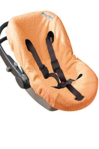 Couvre-siège bébé éponge 5 trous orange pour des balades estivales fraîches et colorées