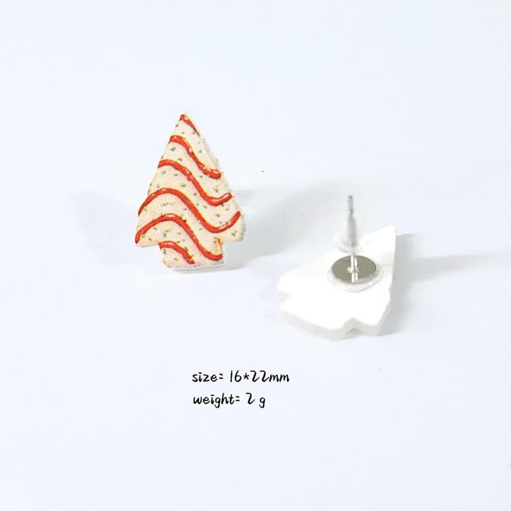 4 Pairs Acrylic Christmas Holiday Small Stud Earrings for Women Teen Girls Chritmas Tree Cat Pet Wreath Garland Biscuit Pierced Studs Earring Cute Xmas Festive Party Decorations Accessories Jewelry - Image 7