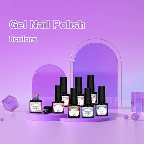 Set de esmaltes de uñas gel térmico con 8 colores cambiantes miniatura 6