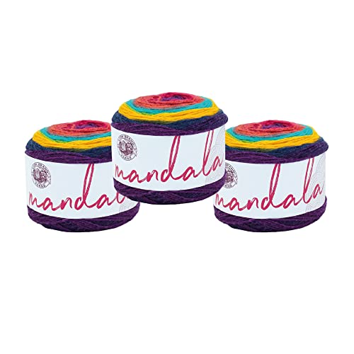 Image of Lion Brand Yarn, Mandala DK Lightweight Yarn for Knitting, Crochet, and Crafts, Wizard, 3 Pack, Self-Striping Acrylic Fiber for Baby Blankets, Multicolor Shawls and Variegated Cardigans