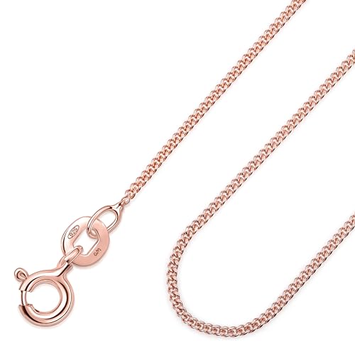 Amberta 14K Rose Gold Plated on 925 Sterling Silver 1.05 mm Curb Chain Necklace Length 18' inch