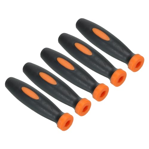 PATIKIL 2,4 Zoll Gummifeilenheft, 5er-Pack Feilenwerkzeug Ersatzgriff für Feilen mit 0,2 Durchmesser, Orange Schwarz