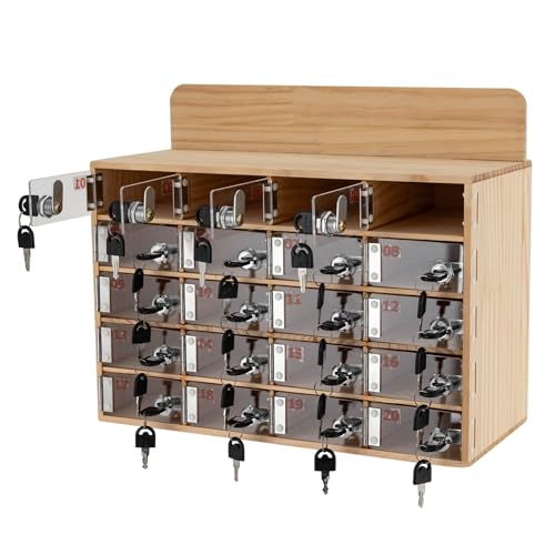 Caja de almacenamiento para teléfonos con 20 ranuras de madera 2