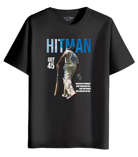 Image of INDISSH T-Shirt for Man | Regular and Plus Size Upto 7XL | Cricket Graphic Printed | Round Neck Cotton Fabric Regular fit Casual T-Shirt for man - RNM-Hitman-PAR