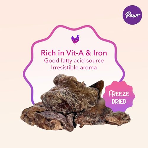 Image of Pawr4Cats | Chicken Livers Zoomy Treats | Freeze-Dried | Rich in Iron & Vitamin-A, Vitamin B12 | No Preservative | Use as Treat or Food Topper | 45 GMS