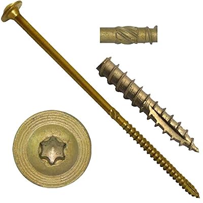 #17 x 7" Construction Lag Screw Exterior Coated Torx/Star Drive Heavy Duty Structural Lag Screw Far Superior to Common Lag Screws - Modified Truss Washer Head - 100 Screw Count