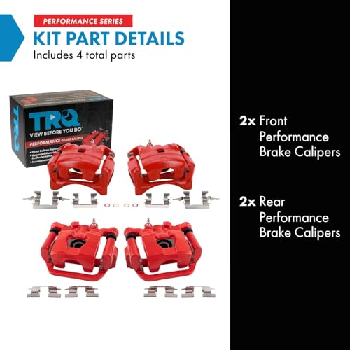 Image of TRQ Performance Front and Rear Brake Caliper Set Coated Brackets Compatible with 2013 Nissan Altima