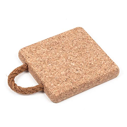Salvamanteles cuadrados de corcho con asa de cuerda (15 x 15 cm) Cover