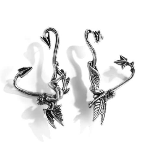 Minzaos Bethynas Gothic Retro Angel Ear Cuff With Piercing Vintage Wing Ear Wrap Punk Ear Cartilage Clip Unique Ear Climber For Women Girls (Angel 1) #TOP7