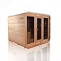 TaTalife 4-8 Person Outdoor Square Sauna, Canadian Red Cedar Outdoor Sauna,8 KW ETL Harvia Heater, Recliner, Porch,Waterprrof System, Double Reinforcement Relaxing Spa Experience