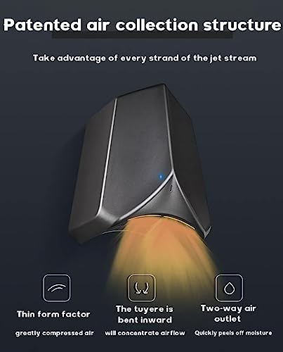 Commercial Hand Dryer, Commercial Electric Hand Dryer with Warm/Cold Air Switch, 10s Fast Dry Bathroom Toilets Hand Dryers(Black)