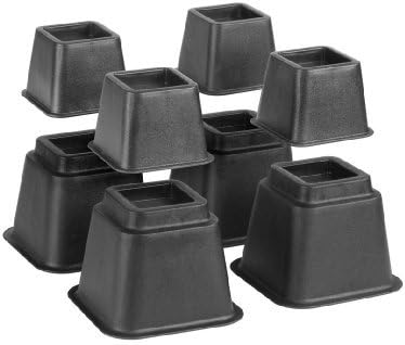 Simplify Bed Risers/Bed Lifters Wheel - Bedding Accessories for All Types of Furniture - Black - Pack of 8-3", 5" or 8"