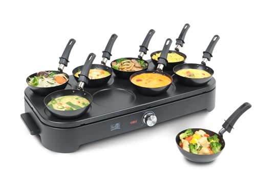 FRITEL Gourmet Wok Pancake GWP 2560 – Wok-Set/Pfannkuchenmaker – Party-Set – 1500 W – 8 x 15 cm – 1 bis 8 Personen + 8 Wok-Pfännchen & Spatel – PFAS-frei FRITEL Gourmet Wok Pancake GWP 2560 – Wok-Set/Pfannkuchenmaker – Party-Set – 1500 W – 8 x 15 cm – 1 bis 8 Personen + 8 Wok-Pfännchen & Spatel – PFAS-frei