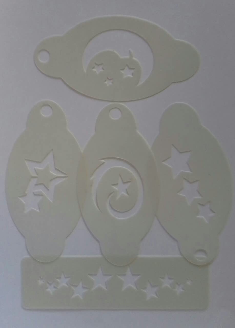 5 x star face painting stencils (5 different designs) moon space swirling