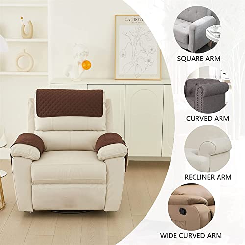 Extlezsa Sofa Armrest Cover,1/2/3 Seater Sofa Headrest Slipcovers Nonslip Armchair Cover Quilted Water Proof Furniture Protector For Recliner Leather Sofa Couch (Coffee,1 Seat Recliner 3 Pc) #TOP3