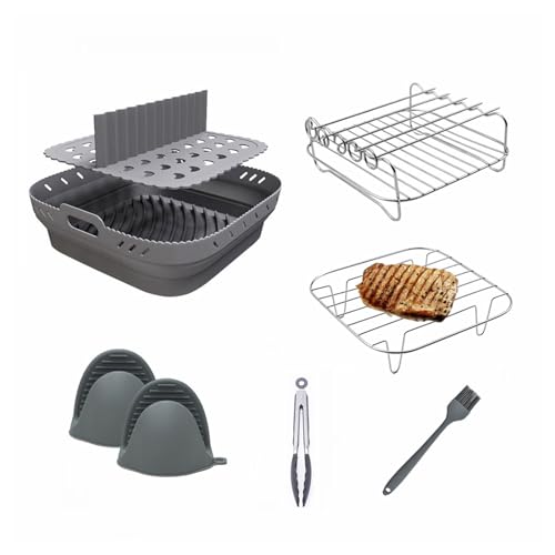 Air Fryers Baking Tray Silicone Divider Pads Silicone Air Fryers Basket Grilling Rack Air Fryers Bowl for Baking and BBQ