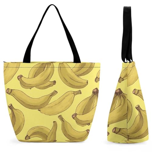 Sac à main pour femme avec motif banane, grand cabas réutilisable de plage