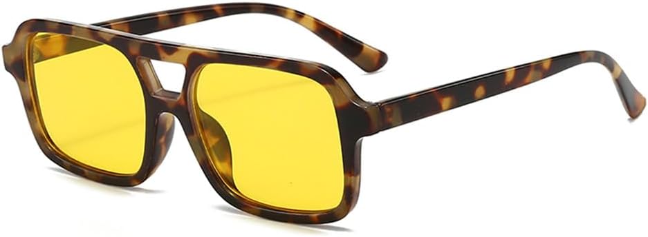 Vintage Tortoiseshell Sunglasses Women Men Blue Orange Rectangle Sun Glasses