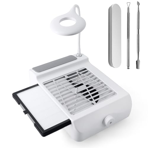 Aspirateur Ongle Professionnelle, Aspirateur Poussiere Ongle Manucure, Aspirateur de Table Ongle, Aspiration Réglable, Blanc-CJXC003