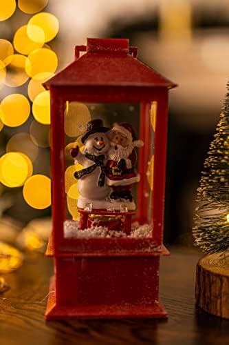 Marco Paul Christmas Snow Swirl Santa & Snowman Festive Lantern Light Up Xmas Decoration Warm White Light Indoor Snow Globe Ornament Home Décor