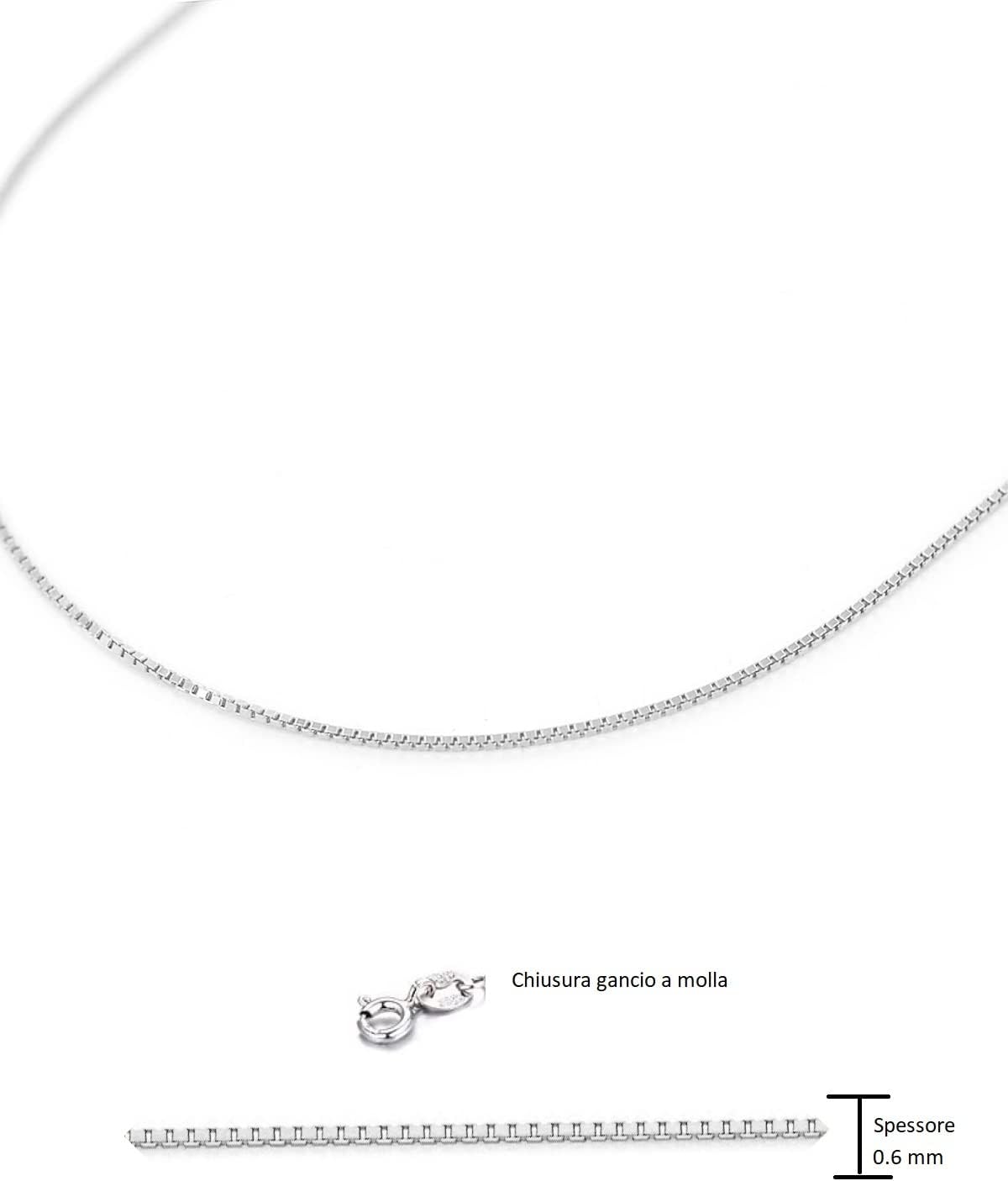 Catana Donna In Argento 925 MUCCA, Spessore 1,9/2,5 Mm, Lunghezza 16-18-20 Pollici, Ipoallergenica Con Chiusura A Zirconia