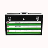 PrimeUtensili Cassetta Attrezzi Portatile con 143 Pezzi, Metallo, 3 Scomparti, Nero e Verd...