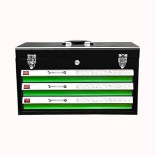 PrimeUtensili Cassetta Attrezzi Portatile con 143 Pezzi, Metallo, 3 Scomparti, Nero e Verde, 45x20x21 cm, Set Completo di Utensili per Riparazioni