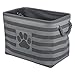 Bone Dry Pet Storage Collection Striped Paw Patch Bin, Large Rectangle, Gray