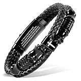 Enjoy Risingsun Adjustable Cross Bracelet For Men, Black Leather Braided Jewelry, Mens Christian Gifts, Faith Inspirational Wristband Gifts For Men Dad,Friends,Brother,Sons (John 3:16)