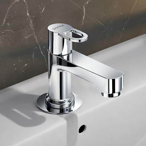 Image of Plantex Pillar Cock Water Tap /Pure Brass Pillar Cock for Wash Basin with Teflon Tape /Single Lever Tabletop Basin Tap - (Flip, Chrome)