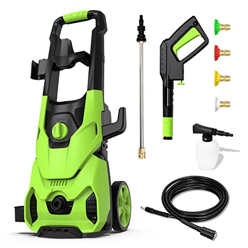 Rock&Rocker 3000PSI Max Electric Pressure Washer, 1800W 2.5GPM Power Washer High Pressure Cleaner with 4 Quick Connect Nozzles, Foam Cannon for Car, Home, Driveway, Patio Cleaning