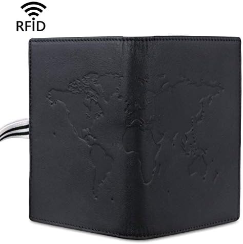flintronic Passport Covers, Genuine Leather Passport Wallets, RFID Blocking Case Cover (Black) Passport and Card Holders for Men&Women Travel Accessory, Credit Card, Ticket, Cashes