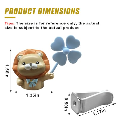 Image of Cute Lion Car Air Vent Clips, Rotating Windmill Car Air Conditioner Outlet Clip, Animal Car Dashboard Air Vent Trim Clip, Auto Interior Decoration Accessories (Lion)