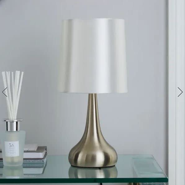 RA-HOMESTORE® New Rimini Touch Dimmable Lamp with Faux Silk Lampshade Bedside Sideboard Desk Table Lamp (Cream)