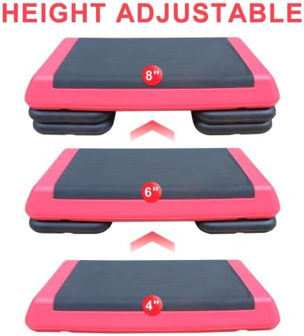 Adjustable Aerobic Stepper Platform – 3 Heights (4"/6"/8") with 4 Risers, Non-Slip Exercise Step for Home Gym, Cardio & HIIT Workouts