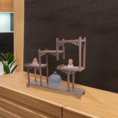 Étagère de rangement décorative et solide marron style vintage artistique - 5