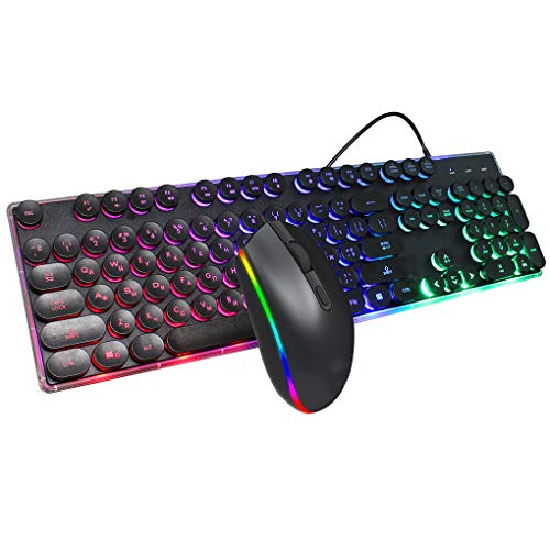 Russische Backlit Gaming Tastatur-Maus-Set RGB Optische Computer Laptop Wired Tastatur Mäuse Kit