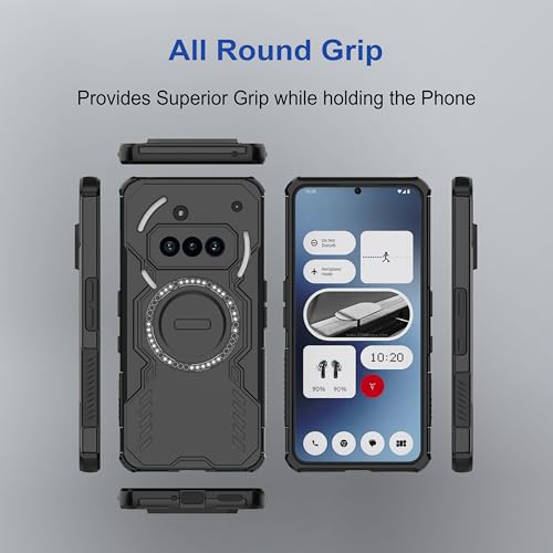 Image of amazon basics Back Case Cover for Nothing Phone (3a) 5G | MagSafe Case with Built-in Metal Ring | Supports MagSafe Charger, Wallet & Car Mount | Shockproof Hybrid PC + TPU | Black