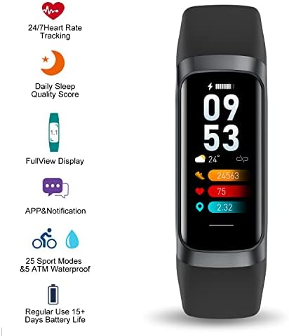 IMFRCHCS Fitness Tracker Activity Tracker with 1.1" AMOLED Color Display Smart Watch,24/7 Heart Rate Monitor, Indoor Outdoor Tracking, Sleep Monitor,5 ATM Waterproof Step Counter Watch for iOS Android