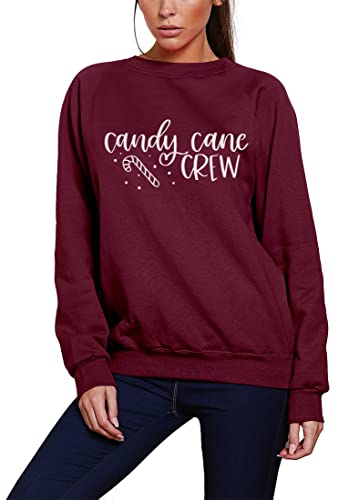 Image of HotScamp Candy Cane Crew - Kids Sweatshirt - Christmas Xmas Festive Jingle 9-11 Years Maroon