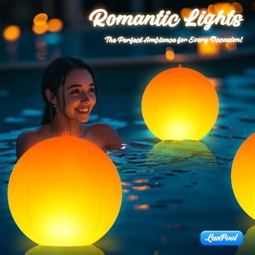 Floating Pool Lights,14" Flame Solar Pool Lights,Floating Glow Globe IP68 Waterproof, Solar Powered Swimming Pool Accessories, Large Floating Light Up Balls for Pool Pond Outdoor Decor-2PCS - Image 8