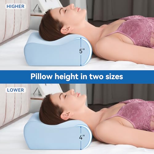Image of AM AEROMAX Travel Contour Memory Foam Pillow, Cervical Pillow for Neck Pain Relief, Neck Orthopedic Sleeping Pillows for Side, Back and Stomach Sleepers.