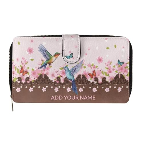 Image of COEQINE Ladies Wallets Pink Leopard Heart Black Printed Leather Phone Long Clutch Purses Check Coin Change Holder