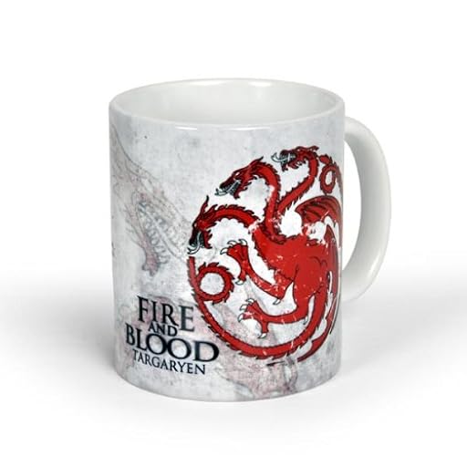 Elbenwald Juego de Thrones Taza Casa Targaryen Impresión circular con Práctica de Correo y Dragon Cramic 300ml Blanco | Ya disponible en tu tienda friki favorita! En mundofriki.es!
