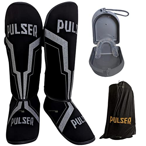 Protetor Canela Caneleira Muay Thai Kickboxing Pulser Fight Profissional + B-r-i-n-d-e
