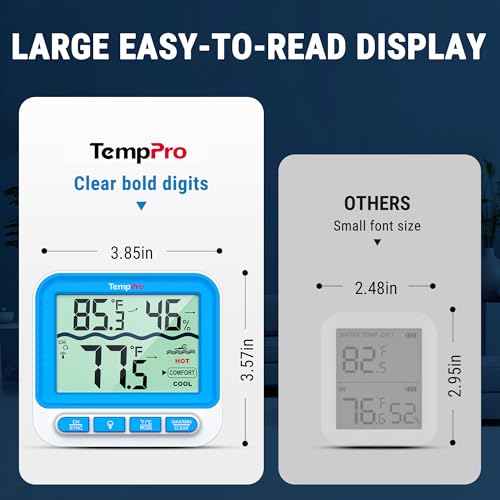 Image of TempPro Waterproof Wireless Pool Thermometer Easy Read, Digital Pool Thermometer Floating for Swimming Pool, Hot Tub, Cold Plunge, Pond, Upgraded IPX8 Water Temperature Monitor (Previously ThermoPro)