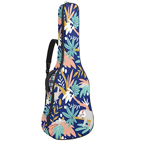 Sac à dos guitare acoustique imperméable 42.9" avec motif bouleau noir et blanc et organiseur
