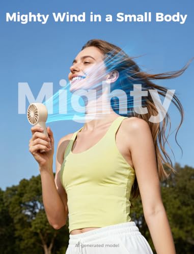 Aecooly Mighty Portable Fan, Powerful Handheld Fan, USB Rechargeable [10H Max Cooling Time], Mini Personal Battery Powered, Pocket for Travel, Summer, Gifts for Women, Girls -Beige - view 1