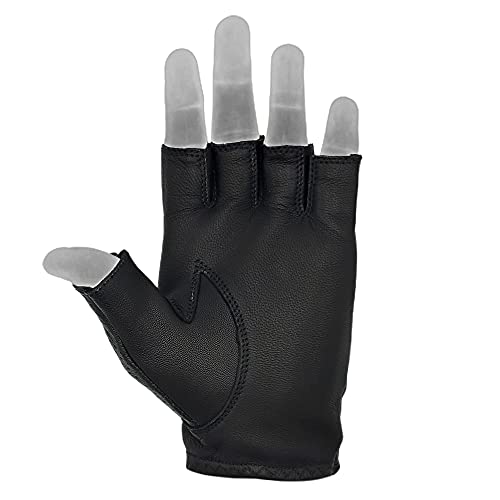 Image of MRX Driving Gloves Button Basic Soft Outdoor Glove Goat Leather Workout Full Finger, Black