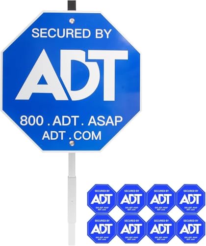 Security Signs & 8 Pcs ADT Window Stickers 28 ADT Yard Sign with Aluminum Stake Heavy Duty Weatherproof